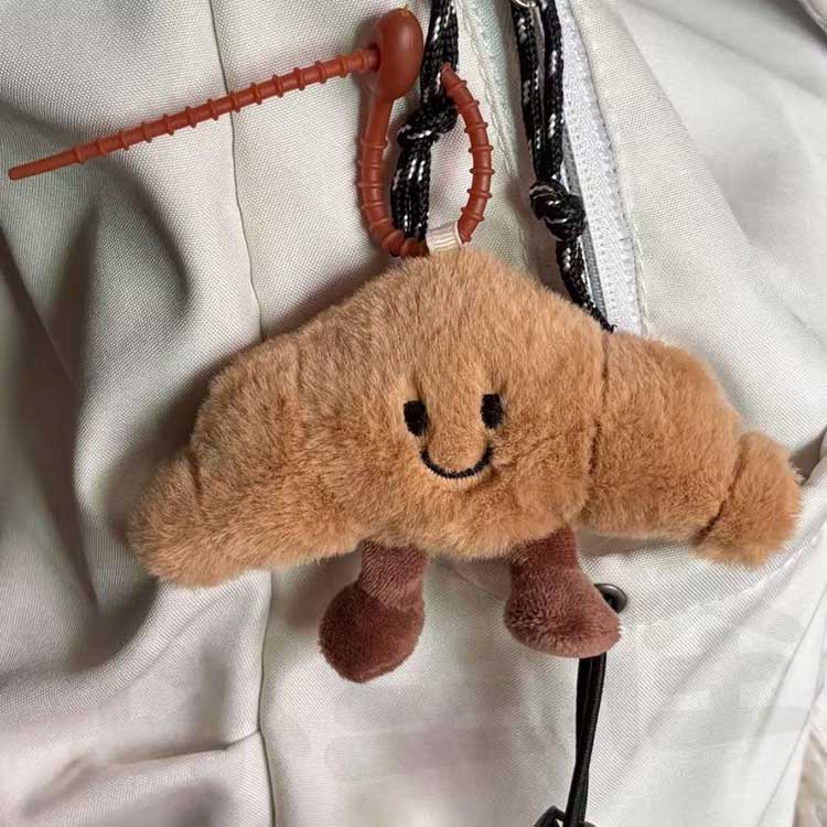 Furry bread shaped hanging keychain
